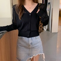 쿨 가디건 여성 여름 봄 브이넥 크롭 데일리룩 베이직