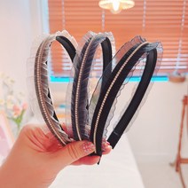 로맨틱모모 큐빅 플리츠 레이스 셔링 여성 머리띠 반다나 헤어밴드