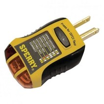 Sperry Instruments GFI6302 GFCI 콘센트 리셉터클 테스터기 표준 120V AC 콘센트 7가지 시각적 표시 배선 전설 홈 프로페셔널용 옐로우 블랙, Pack of 1, Yellow/Black
