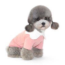 준성 화이트꽃잎카라 강아지 옷 티셔츠 가을 겨울 소형견 중형견 고양이 애견 반려견 의류, 핑크