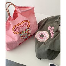배드걸 빅사이즈 캔디 자수 빈티지 로프 쇼퍼백 비치가방 에코백 4color