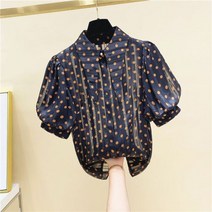 땡땡이블라우스 폴카 도트 루즈핏 퍼프 반팔 티셔츠 이쁜 스위트 여름 2023 3005 2291193