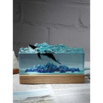 블루 마운틴 고래 인테리어소품 피규어램프 15x6x8.5cm, (블루마운틴고래) 빛이 없는 검은 바탕의 싱글 큐브
