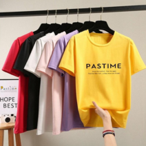 [오늘발송] 스타일아유 여성용 여름 반팔티 Pastime 프린트 쫀쫀 라운드 반팔 티셔츠[AYG6TS364A]