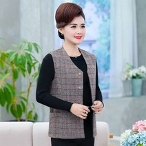 중년여성 조끼 40대 50대 60대 엄마옷 봄가을 정장조끼 체크