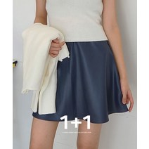 1+1 후레아 히든밴딩 레더 미니스커트