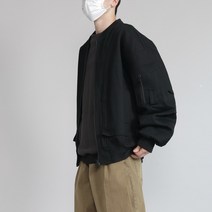 디벨로 남성용 블랙 데님 블루종 봄버자켓