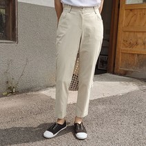 로로텐 9부 일자 면 바지 밴딩 여성 빅사이즈