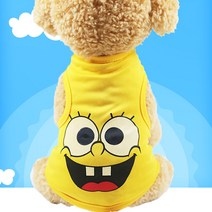 DU 작은 개를위한 새로운 유행 만화 애완 동물 개 옷 t 셔츠 재미 있은 강아지 여름 요크셔 Chihuahua Pomeranian Spitz 조끼 AE, yellow spongebob