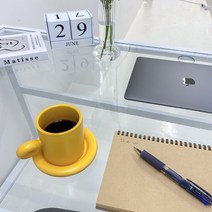 도넛 머그잔 (4가지 컬러) 미니도넛 세라믹 도자기 머그 컵, 옐로우