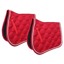 독특한 주름 충격 흡수가있는 승마 용 2pcs 코튼 시트 패드 웨스턴 안장 액세서리, 69x52cm, 레드