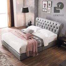 젠티스 그레이스 가죽 슈퍼싱글 퀸 침대프레임 더즐립 컴포트 매트포함, 그레이