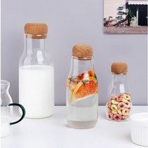 코르크 유리병 유리보틀 열탕소독 전자레인지 내열 마개 감성 예쁜 물통 물병 카페 디자인, 150ml