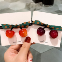묶음고무줄 앵두 헤어끈 머리끈 인싸템 묶음머리 트윈 헤어액세서리 여성 심플 스타일리쉬 3050641349, 양 개입 와인색 _귤색