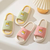편안한 쿠션 린넨 실내화 유치원 선생님 어린이집 교사 사무실 실내화 거실화, 화이트, 1개