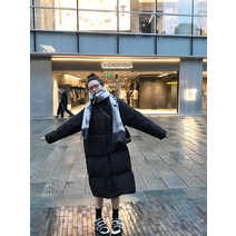 힙합패션 데일리룩 여자 하이넥 덕다운 롱패딩 점퍼 키작녀롱패딩 여행 캠핑패딩