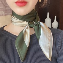 명품 사각 스카프 쁘띠 70x70 그린 배색 간절기 목 여자 고급