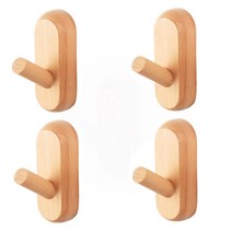 푸 얀 가구 타원형 나무 후크 단단한 나무 후크 못이없는 입구 후크/4.5*2*10cm, 타원*4/길이 4.5*폭 2*높이 10cm
