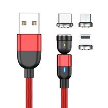 스마트폰mhl케이블 mhl케이블c타입 미러링케이블 5 핀 자기 3a 고속 충전 1m 2m usb 코드 micro usb type c 충전기 전화 액세서리, 빨간색 케이블 3개 플러그