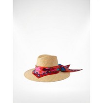 MAISON MICHEL 파리 메종미쉘 Kate printed silk trimmed raffia hat