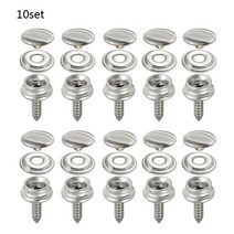 10 세트 스테인레스 스틸 스냅 패스너 해양 요트 보트 캔버스 커버 도구 버튼, SILVER_1