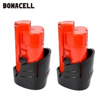 Milwaukee M12 리튬 배터리 용 3000mAh 배터리 M12B2 M12 XC 48-11-2430 48-11-241148-11-2401 MIL-12A-LI, 02 2PACK 3.0Ah