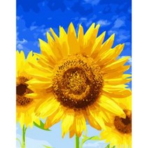 리빙듀오 DIY 쉬운 명화 유화 그리기 세트 중형 40x50 1+1, A-218 파란하늘 해바라기