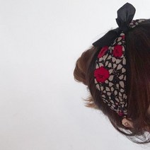 로맨틱모모 레드 플라워 리본 반다나 헤어밴드 편한머리띠