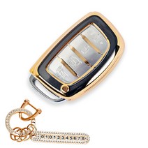 튜모 캐스퍼 LF쏘나타 아반떼AD MD 뉴투싼ix 올뉴투싼 뉴라이즈 신형i40 아이오닉 자동차 스마트 키 케이스 키링 키홀더 고 투명 골드 실버 라인 키커버 큐빅오링 전화번호 키링, XD-06, 골드라인