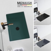 북유럽 세라믹 세면대 타일 카운터 카페 탑볼 건식 세면볼 반다리 매립, 그린 18인치