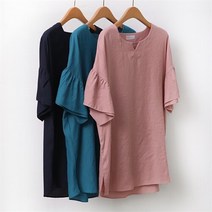 강물처럼 빅사이즈사랑해요 A116L206 사파이어린넨블라우스 OL (8744624)