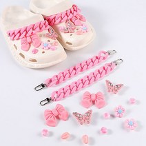감성갤러리 왕 리본 포인트 슬리퍼 장식 파츠 5종, #3 핑크리본+나비 14P 파츠 세트