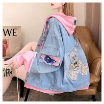K.ONLINE SHOP데님 숏코트 클래식 키작녀 후드 자켓 캐주얼 상의 트위드자켓 청자켓 가죽자켓