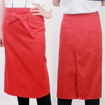베리안 롱 랩 허리앞치마 바리스타 카페 쉐프 앞치마, 레드, 1개
