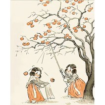 DIY그림색칠하기 감나무 고양이 모란꽃 잉어 조롱박 행운 복을 얻게 되는 재물부귀 수묵동양화 그리기 선물용 집에서 즐기는 집중력향상 감압 피포페인팅 40*50CM, 부귀재물도그리기11번-액자프레임포함