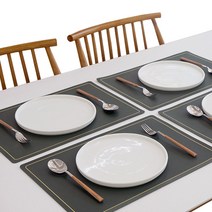 시아리빙 다이닝 실리콘 식탁매트 4p 세트, 그레이, 44.5x30cm