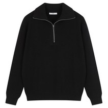 탑텐 23 SS 남자 솔리드 반집업 카라 루즈핏 골지 니트 BK