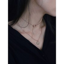 두드림 은목걸이 동그라미펜던트 로즈골드 925 네크리스 롱목걸이