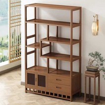 수석 진열장 도자기 거실 장식장 엔틱 원목 상패 책장, 월넛(더블+사다리6층우측문)