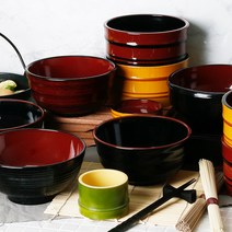 칠기 멜라민 일식 면기 라면 우동 국수 모밀 소바 라면기 우동기 돈부리 덮밥 그릇, 선택19-자주 돈부리 대