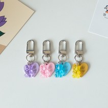 정녕마켓 미니곰젤리 하리보 하트 에어팟 키링 갤럭시버즈키링 키홀더, 퍼플, 미니곰젤리 하트 키링