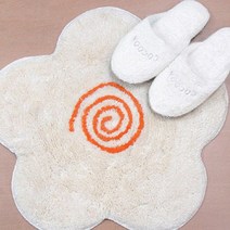 데이지 꽃모양 포인트 러그 현관 욕실 침대 발매트, 아이보리