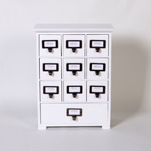 크레디스 우드 뉴10칸서랍 약장 소품 수납정리함-화이트, 1개