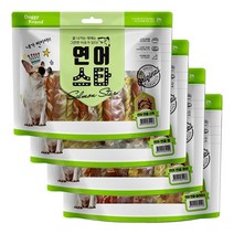 오메가3 지방산이 많은 연어로 만든 대용량 강아지 간식 (300g) / 말랑한 슬라이스 치석제거 도움 스틱 육포를 한번에, 스틱 (4개)