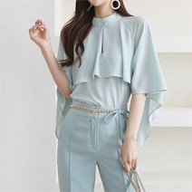 벨라도이 BELLA.DOI 프릴 언발 롱 케이프 블라우스 4color (8904462)