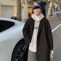 남자발마칸코트 윈드 브레이커 남성 중장기 섹션 21 가을 겨울 느슨한 모직 코트 남성용 두꺼운 잘 생긴 조수 새로운 어 버전