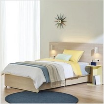 한샘(가구) 한샘 포에트 우디 침대 SS (매트별도) + 350 패널 스틸협탁(3종/택1), 색상:오프화이트 (A)