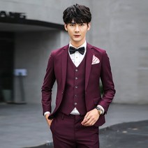 캐쥬얼 양복 정장 어텀 핑크 셋업 쓰리 피스이다 남자 슬림 솔리드 무지 비지니스 신랑 결혼예복 1950325331