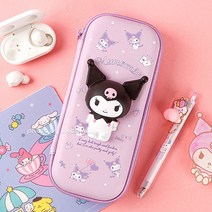 산리오 캐릭터즈 말랑말랑 입체 스퀴시 필통, 쿠로미(연보라), 1개