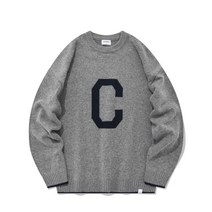 COVERNAT 램스울 C 로고 크루넥 니트 멜란지 그레이 CO2204KT01MG